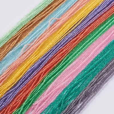 ガラスビーズ連売り  多面カット  ラウンド  ミックスカラー  2x2mm  穴：0.4mm  約183~187個/連  13.38