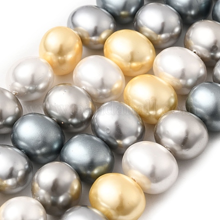 シェルパールビーズ連売り  ポテト  ミックスカラー  12.5~13x15~15.5x12~12.5mm  穴：0.9mm  約31個/連  15.71インチ（39.9cm）&nbsp;BSHE-F013-01J-1