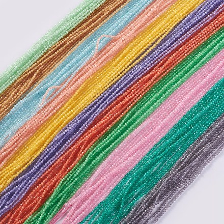 ガラスビーズ連売り  多面カット  ラウンド  ミックスカラー  2x2mm  穴：0.4mm  約183~187個/連  13.38