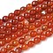 Natural Agate Beads Strands, Dyed & Heated, Round, Faceted, FireBrick, 6mm, Hole: 1mm, about 62pcs/strand, 14.37~14.76 inch(36.5~37.5cm)