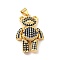 Brass Micro Pave Cubic Zirconia Pendants, Bear Charm, Mechanical Charm, Golden, Prussian Blue, 26.5x18x7mm, Hole: 4x3mm