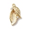Brass Micro Pave Cubic Zirconia Pendants, Leaf, Golden, 18x9x4mm, Hole: 1mm