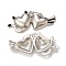 Rack Plating Alloy Enamel Pendants, Platinum, Double Heart Charm, Black, 19x39x4mm, Hole: 2mm
