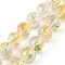 Transparent Glass Beads Strands, Hand Painted Beads, wiuth Enamel, Round, Yellow, 12~2.5mm, Hole: 1.2mm, about 30pcs/strand, 13.58 inch(34.5cm)