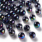 Opaque Acrylic Beads, AB Color Plated, Round, Prussian Blue, 8x7mm, Hole: 2mm, about 1745pcs/500g