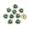 Alloy Crystal Rhinestone Charms, with Acrylic, Heart, Light Gold, Emerald, 18x16x5mm, Hole: 1.4mm