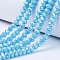 Electroplate Glass Beads Strands, Opaque Solid Color, AB Color Plated, Faceted, Rondelle, Deep Sky Blue, 6x5mm, Hole: 1mm, about 80~85pcs/strand, 38~40cm