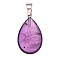 Natural Amethyst Pendants, Alloy Snap on Bails, Teardrop, 20mm