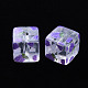 透明印刷アクリルビーズ  フルーツ模様の四角  ぶどう柄  16x16x16mm  穴：3mm&nbsp;MACR-S374-08A-04-2