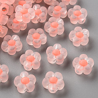 透明なアクリルビーズ  艶消し  二層ビーズ  花  鮭色  12x12.5x6mm  穴：2.5mm  約893個/500g&nbsp;TACR-S152-06C-SS2109