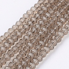 Transparent Glass Beads Strands, Faceted, Rondelle, Gray, 2.9~3.3x2mm, Hole: 0.5mm, about 135~140pcs/strand, 32~34cm