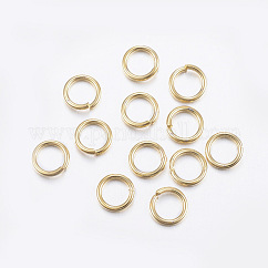 304 Stainless Steel Open Jump Rings, Round, Real 24K Gold Plated, 18 Gauge, 10x1mm, Inner Diameter: 8.5mm