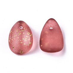 透明スプレー塗装ガラスチャーム  金箔  艶消し  花弁  ファイヤーブリック  12x8x4.5mm  穴：1mm&nbsp;GLAA-T016-36-G02