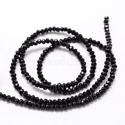 ガラスビーズ連売り  ロンデル  多面カット  ブラック  2.9~3.2mm  穴：9~3.3x2mm  約1個/連  135~140cm&nbsp;GLAA-K013-08