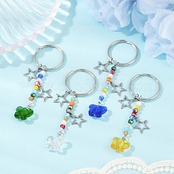 4Pcs Butterfly Glass Pendant Keychain&nbsp;KEYC-JKC01204