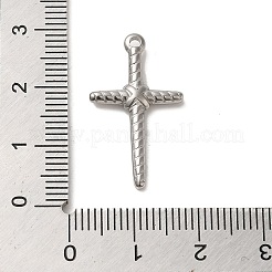 変色しない304ステンレススチールペンダント  クロスチャーム  ステンレス鋼色  26x15x3mm  穴：3mm&nbsp;STAS-R223-06B