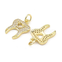 Brass Micro Pave Clear Cubic Zirconia Pendants&nbsp;KK-B177-04G