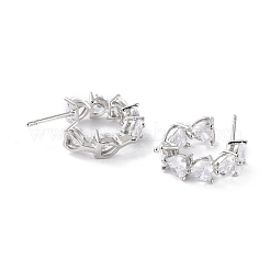 Clear Cubic Zirconia Open Hoop Earring&nbsp;EJEW-C002-02P-RS