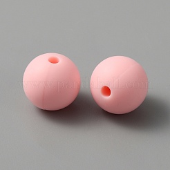 ラウンド食品グレードの環境に優しいシリコーン ビーズ  ピンク  11.5mm  穴：2.5mm&nbsp;SIL-WH0012-037C