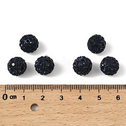 グレードラウンド舗装ディスコボールビーズ  樹脂粘土ラインストーンビーズ  モンタナ州  10mm  穴：1.2~1.7mm&nbsp;X-RB-H258-10MM-207