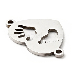 変色しにくい304ステンレススチールリンクコネクター  フットプリントとハート  ステンレス鋼色  13x19x1mm  穴：1mm&nbsp;STAS-C051-03P