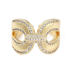 Rack Plating Teardrop Brass Micro Pave Cubic Zirconia Open Cuff Rings for Women&nbsp;RJEW-B064-02G