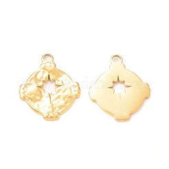 304ステンレスペンダント  テクスチャ  18KGP本金メッキ  18x15x1mm  穴：1.8mm&nbsp;STAS-A075-25G