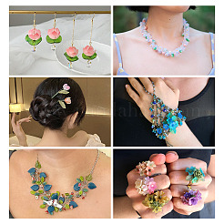 DIYジュエリー作りの発見キット  プラスチック リーフ チャーム & ビーズを含む  グリーン  42個/箱&nbsp;DIY-TA0004-14