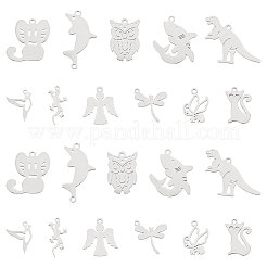 22Pcs 11 Style 201 Stainless Steel Charms&nbsp;STAS-UN0023-63
