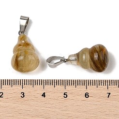 ウォーターメロンストーンガラスペンダント  201ステンレススチール製金具付き  ヒョウタン  22~23x13mm  穴：4x7mm&nbsp;G-B127-03P-01