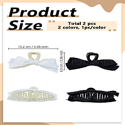 2個 2色 両面リボン 蝶結び プラスチック 爪 ヘアクリップ  太くて細い髪用  ミックスカラー  60x152mm  1pc /カラー&nbsp;OHAR-LP0001-35