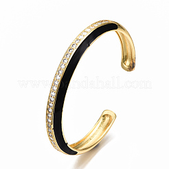 Brass Micro Pave Clear Cubic Zirconia Cuff Bangles&nbsp;BJEW-N302-004A-NF