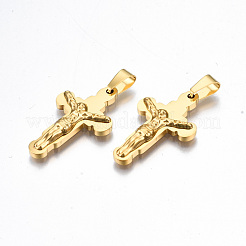 ステンレスペンダント201個  十字架クロス  イースターのために  18KGP本金メッキ  30x18x4mm  穴：4x8mm&nbsp;STAS-Q241-001G-NF