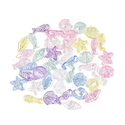 海をテーマにした透明なプラスチックビーズ  混合図形  ABカラーメッキ  ミックスカラー  9.5~15x5~12x3.5~4mm  穴：1.5mm  約2500個/500g&nbsp;KY-N025-59