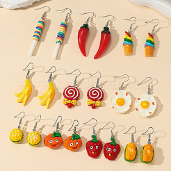 5 Pairs Acrylic Fruit Theme Dangle Earrings&nbsp;HL5690