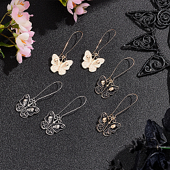 3 Pair 3 Color Enamel Butterfly with Skull Hoop Earrings&nbsp;EJEW-AN0002-46