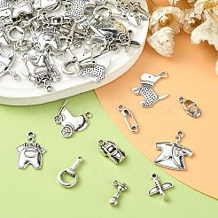 100個10スタイルチベットスタイルの合金チャーム  アンティークシルバー  ベビースタイルチャーム  服/犬/靴/ベビーカーのチャーム  アンティークシルバー  7~23x6~20.5x1~4mm  穴：1~2.2mm  10個/スタイル&nbsp;TIBEP-CJ0002-65