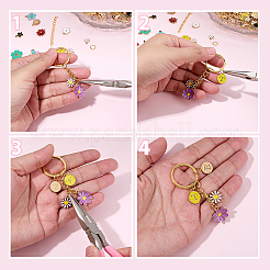DIY Letter & Flower Keychain Findings Kits&nbsp;DIY-BM0002-22
