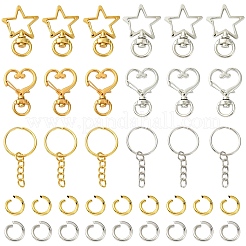 10Set 2 Styles Star Alloy Swivel Clasps with 10Pcs Iron Split Key Rings&nbsp;PURS-YW0001-01A