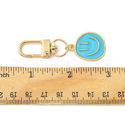 笑顔の合金エナメルペンダント装飾  合金回転式ナスカン付き  ミックスカラー  59mm  5色  1pc /カラー  5個/セット&nbsp;HJEW-FS00011