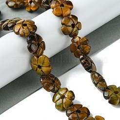 天然石タイガーアイビーズ連売り  花  14x14x5.5mm  穴：1.2mm  約29個/連  14.80''（37.6センチメートル）&nbsp;G-H023-B12-01
