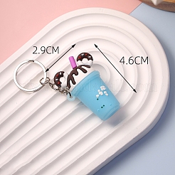ミルクティー PVC バッグ キーホルダー  バックパック吊り下げ装飾  ライトスカイブルー  46x29mm&nbsp;LS-PW-WG2786B-01