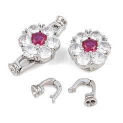 真鍮パヴェキュービックジルコニアフォールドオーバークラスプ  花  プラチナ  25.5x14x8mm&nbsp;CU-CBAA6E8-13P