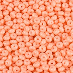 オペークガラスシードビーズ  丸い穴  ロンデル  ダークサーモン  4~4.5x2~3mm  穴：0.9~1mm  約6430個/ポンド&nbsp;SEED-N012-09A-10