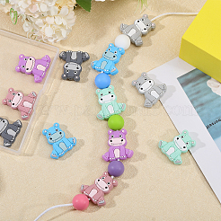 12Pcs 6 Colors Rhinoceros Food Grade Eco-Friendly Silicone Focal Beads&nbsp;SIL-CA0003-07