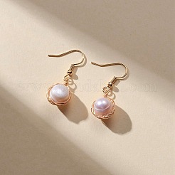 Natural Pearl Dangle Earrings&nbsp;EJEW-JE05167-01