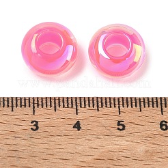 UVメッキ透明樹脂ヨーロピアンビーズ  大穴ビーズ  虹色の  ロンデル  カメリア  8x13.5mm  穴：5.5mm&nbsp;RE-CBAFF00-01A