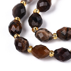 天然石ペトリファイドウッドビーズ連売り  多面カット  オーバル  シードビーズで  8~9x6~8mm  穴：1~1.2mm  約36~38個/連  14.96~15.35インチ（38~39cm）&nbsp;G-N342-35-8x6-07