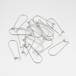 Tarnish Resistant 304 Stainless Steel Hoop Earrings Findings Kidney Ear Wires&nbsp;STAS-N060-01
