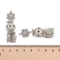 真鍮製ビッグサイズペンダントトップ  カドミウムフリー＆ニッケルフリー＆鉛フリー  フィリグリー ダングル ロング ドロップ タッセル フラワー  プラチナメッキ  55x14mm  穴：1.2mm&nbsp;KK-L223-010P